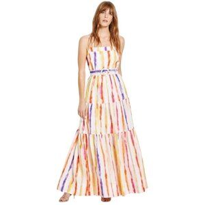 Nicholas Kerala Maxi Dress in White 4 Womens Long Cotton Striped Gown